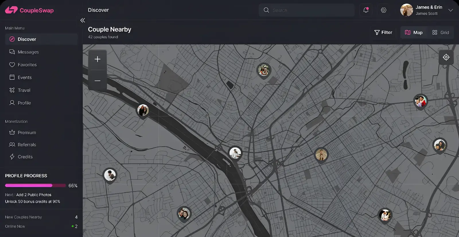 CoupleSwap Dashboard Preview